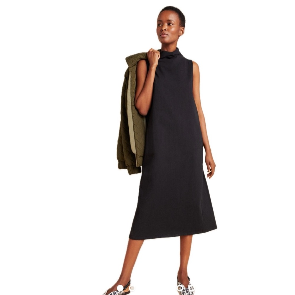 ANTHROPOLOGIE Velvet by Graham & Spencer Fiona Knit Mock Neck Tunic- MIDI DRESS